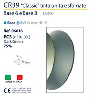 LENTE CR39 GREEN 75% B=6  12PZ